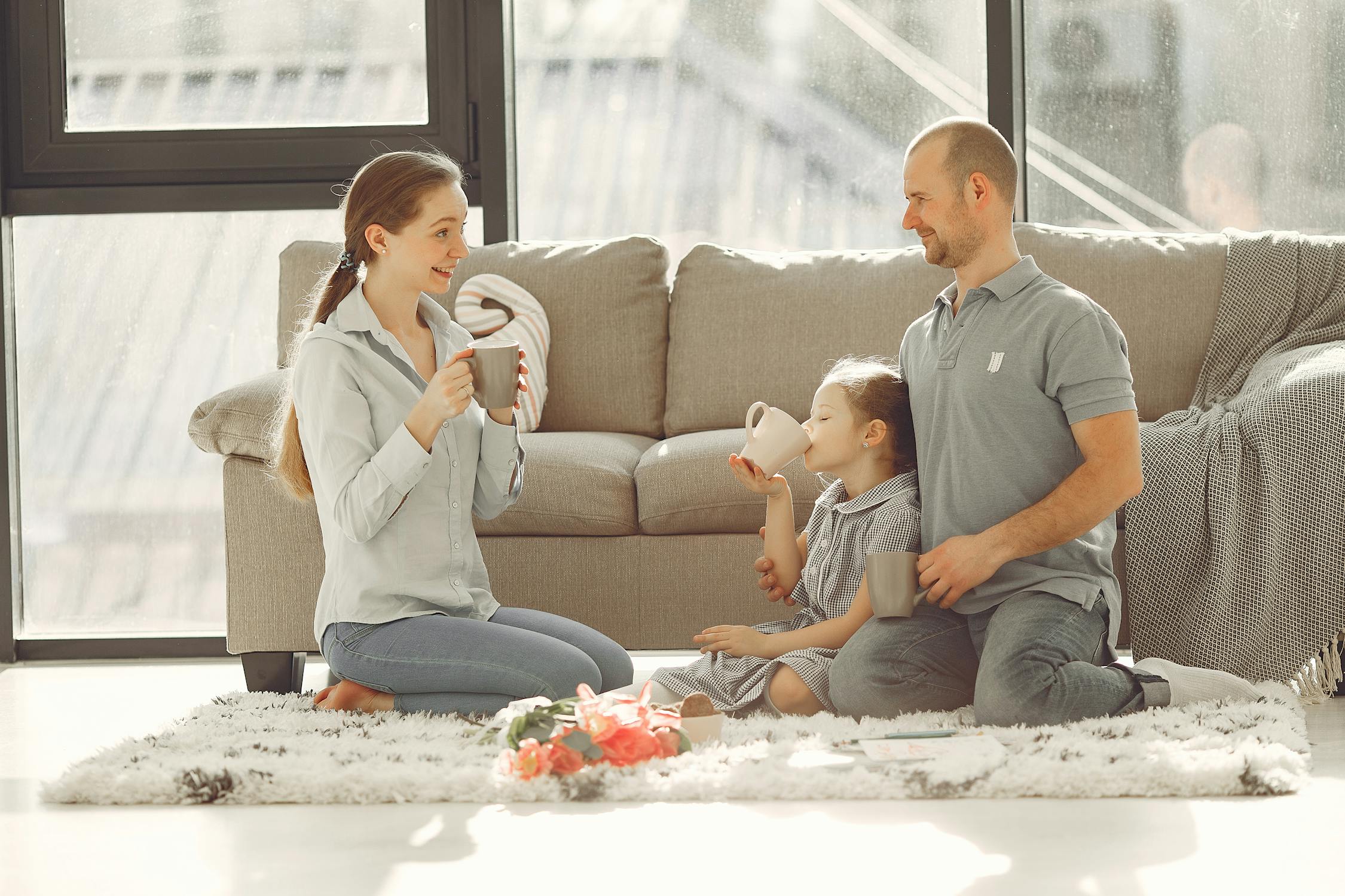 Happy family enjoying comfortable air-conditioned Florida home